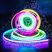 abordables Bandes lumineuses cob-Bande lumineuse RVB étanche Cob 16 pieds 5 m Smart IC flexible DC24 V LED bande lumineuse ws2811 adressable RVB avec contrôleur RF ou contrôleur WiFi adapté pour les fêtes, le bureau, la maison, les