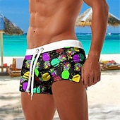 ieftine Mâncare și băuturi-Bărbați Fruct Ananas Boxeri înot Pantaloni Scurți de Înot Pantaloni Scurti Talie medie Modă Șic Stradă Designer Surf Concediu Plajă Buzunar Cordon Talie elastică Designer Îmbrăcăminte