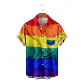 preiswerte Stolz-LGBT LGBTQ Regenbogenfahne Bluse / Hemd Regenbogen Grafik Für Herren Erwachsene Maskerade 3D-Druck Pride Parade Pride-Monat