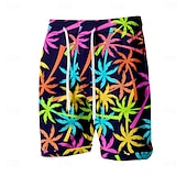 baratos Plantas e Flores Tropicais-Homens Coqueiro Cor gradiente Shorts de Natação Bermuda de Surf Calção de Banho Cintura Média Moda Havaiana Designer Casual Diário Feriado Bolsos Com Cordão Cintura elástica Designer Roupa