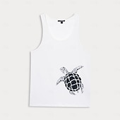 billige Herre Elite T-skjorter &amp; Tank-Herre Grafisk Singleter Vest topp Underskjorte Ermeløs T skjorte 3D-utskrift Crew-hals Skjorte Mote Utendørs Fritid Gate Avslappet Daglig Lyseblå Hvit Vår sommer Klær S M L XL 2XL 3XL