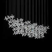 baratos Candelabros de Cristal-Lustre led branco quente 100cm 8 luzes design exclusivo lustre de flor de cristal restaurante luxo arte italiana bar ilha candeeiros de mesa criativo metal sala de jantar 110-240v