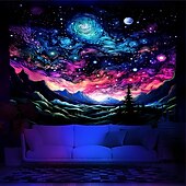 رخيصةأون Tapestries Blacklight-نسيج أسود يتفاعل مع الأشعة فوق البنفسجية ويتوهج في الظلام، حفلة مضيئة، شجرة نيون كون، قمر، مخدر، ضبابي، نسيج معلق، لوحة جدارية فنية لغرفة المعيشة