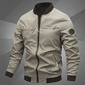 cheap Men&#039;s Jackets &amp; Coats-Men&#039;s Lightweight Jacket Summer Jacket Bomber Jacket Windbreaker Outdoor Vacation Warm Fall Winter Plain Fashion Streetwear Stand Collar Regular Black Gray Jacket