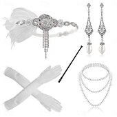 cheap Accessories and More-1920s The Great Gatsby Outfits Flapper Headband The Great Gatsby Wedding Guest Collarless Women&#039;s Halloween Carnival Masquerade Party Masquerade Wedding Reception Adults&#039; Gloves Necklace Earring All