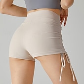 halpa Joogahousut ja pyöräilijät-Naisten Urheilushortsit Joogasortsit Harjoitteluhousut Kurenauha Korka vyötärö Jooga Kuntosaliharjoitus Pilates Shortsit Musta Sininen Ruskea Urheilu Urheiluvaatteet Elastinen Ohut