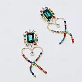 abordables Boucles d&#039;oreilles-Femme Boucle d&#039;Oreille Créoles Géométrique Précieux Elégant Doux Imitation de diamant Des boucles d&#039;oreilles Bijoux Vert Pour Mariage Soirée du quotidien 1 paire