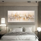 voordelige Olieverfschilderijen-goud abstract bergschilderij hand geschilderd op canvas getextureerd abstract olieverfschilderij handgemaakte muurkunst goudfolie boho muur decor helder schilderij grote moderne kunst pianting voor