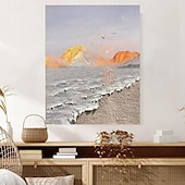 preiswerte Ölgemälde-handgemaltes 3D-Minimalismus-abstraktes Leinwandgemälde, handgemachte tonale Wellenkunst, strukturiertes Berg-Meer-Gemälde, Wandkunst, Wabi-Sabi-Wandkunst, Gemälde für Wohnzimmer, Malerei, stilvolle