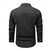 economico Camicie da lavoro da uomo-Per uomo Camicia Camicie da lavoro Maglietta informale Camicia con bottoni Camicia da carico Nero Kaki Verde militare Manica lunga Liscio Collo ripiegabile Da mare Per eventi Tasca frontale