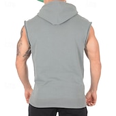 billige Treningsskjorter uten armer-Herre Singleter Vest topp Underskjorte Ermeløs skjorte Ermeløs Med hette Vår sommer عادي Mote Designer Grunnleggende Lomme foran Feriereise Gate Ut på byen Svart Militærgrønn Grå Topp T-skjorte for