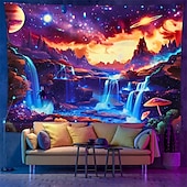 olcso Feketeművilágítás-blacklight gobelin uv reaktív világít a sötétben ragyog buli neon galaxis univerzum gombák pszichedelikus trippy ködös függő gobelin fali művészeti falfestmény élethez