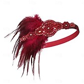 cheap Accessories and More-1920s The Great Gatsby Outfits Flapper Headband The Great Gatsby Wedding Guest Collarless Women&#039;s Halloween Carnival Masquerade Party Masquerade Wedding Reception Adults&#039; Gloves Necklace Earring All