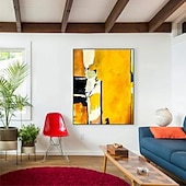 abordables Peintures à l&#039;huile-peinture abstraite jaune sur toile peinte à la main 3d peinture à l&#039;huile abstraite texturée art mural fait à la main peinture boho peinture d&#039;art sur toile moderne pour la décoration de salon décor à