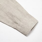 billige Herre Elite Skjorter-100% Lin Herre Linskjorte Hvit Kakifarget Langermet Helfarge عادي Aftæpning Sommer Fritid / hverdag Klær