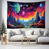 رخيصةأون Tapestries Blacklight-نسيج أسود يتفاعل مع الأشعة فوق البنفسجية ويتوهج في الظلام، حفلة مضيئة، شجرة نيون كون، قمر، مخدر، ضبابي، نسيج معلق، لوحة جدارية فنية لغرفة المعيشة