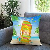 お買い得  ホリデークッションカバー-ビーチ 夏 装飾 クッションカバー 4個入り 柔らかい 正方形 クッションケース 枕カバー 寝室 リビングルーム ソファ カウチ 椅子用