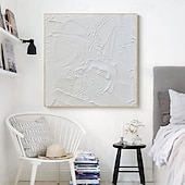 abordables Peintures Abstraites-peint à la main 3d texturé blanc peinture abstraite sur toile 3d texturé art mural boho moderne toile art salon décor pattle couteau peinture à l&#039;huile décor à la maison hôtel pièce d&#039;art