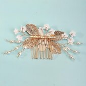 cheap Headpieces-Hair Combs Headdress Imitation Pearl Rhinestone Wedding Cocktail Luxury Retro With Rhinestone Faux Pearl Headpiece Headwear