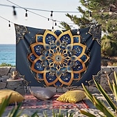 billige Mandala Teppe-mandala bohem blå grønn hengende billedvev veggkunst stor billedvev veggmaleri dekor fotografi bakteppe teppe gardin hjem soverom stue dekorasjon