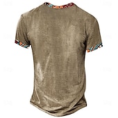 cheap Ethnic Style-Men&#039;s Tribal Bandana Print T shirt Henley Shirt Short Sleeve 3D Print Designer Ethnic Casual Daily Summer Spring Yellow Brown Green Standing Collar Henley T-Shirt