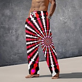 cheap Men&#039;s Printed Casual Pants-Men&#039;s Graphic Casual Pants Mid Waist Holiday Straight Leg Summer Spring 3D Print Yellow Red Blue