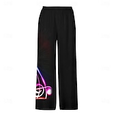 preiswerte Bedruckte Freizeithosen für Herren-Herren Grafik Freizeithose Mittlere Taille Urlaub Gerader Schnitt Sommer Frühling 3D-Druck Schwarz