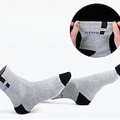 cheap Men&#039;s Socks-Men&#039;s 5 Pairs Multi Packs Socks Running Socks Casual Socks Rainbow Color Color Block Letter Sports &amp; Outdoor Daily Vacation Basic Medium Spring Fall Fashion Casual