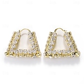 cheap Earrings-Women&#039;s Hoop Earrings Geometrical Precious Statement Imitation Diamond Earrings Jewelry Silver / Gold For Wedding Party Daily 1 Pair
