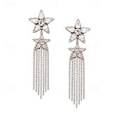 abordables Pendientes-Mujer Pendientes cortos Pendientes colgantes Transparente Estrella Precioso Moda Artístico Diamante Sintético Aretes Joyas Plata / Dorado Para Boda Fiesta Diario 1 Par