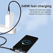 Недорогие Кабели для мобильных телефонов-1 упаковка Кабель USB 3.0 100 Вт 3,3 фута USB-C на USB-C 6 A Кабель для зарядки Быстрая зарядка Высокая скорость передачи данных нейлон плетеный Прямой угол Прочный Назначение Macbook iPad Samsung