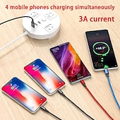 abordables Câbles de téléphone portable-Câble usb 4 en 1 pour iphone 3 en 1 usb a vers micro usb/type c/8 broches câble de chargeur 3a câble de charge rapide pour huawei samsung xiaomi