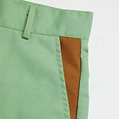 preiswerte Urlaub-Herren Shorts Leinenshorts Sommershorts Patchwork Tasche Farbblock Komfort Atmungsaktiv Kurz Lässig Täglich Ferien Mode Designer Grün Khaki