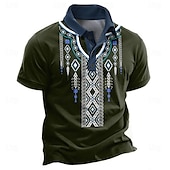 economico Polo vintage da uomo-Per uomo Tribale Polo Maglia da golf Manica Corta Magliette polo Camicie con Colletto Abbigliamento da vacanza Abiti da festa Bottoni Stampa 3D Estate Primavera Blu Verde