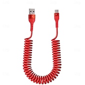 levne Kabely pro mobilní telefony-5a datový kabel typu c pružinový teleskopický rychlonabíjecí kabel do auta usb c nabíjecí kabel pro telefon s Androidem příslušenství pro xiaomi samsung