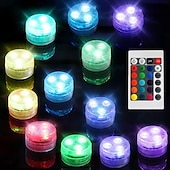 ieftine Lumini Subacvatice-Lumină cu LED pentru piscină submersibilă cu telecomandă rgb Lumină pentru scufundări pentru acvariu, alimentată cu baterie, lumină subacvatică 3 LED, iaz de nuntă, piscină, cadă de baie, vază de petrecere în acvariu, 1 buc.