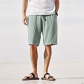 olcso Ünnep-Férfi Vászon rövidnadrág Nyári rövidnadrág Strand rövidnadrág Alkalmi rövidnadrág Zseb Egyszínű Sport Rövid Hétköznapi Szabadság Tengerpart Szabadság Hawaii Fekete Lóhere Alacsony csípő