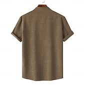 Χαμηλού Κόστους Εθνοτικό πρότυπο-Ανδρικά Πουκάμισο Πουκάμισο με κουμπιά Κοντομάνικο Βίντατζ Καθημερινό Φυλετικό Διακοπές Καθημερινά Καλοκαίρι Άνοιξη Κορδέλα Κολάρο γιακά του παππού Στάμπα Σκούρο πράσινο Πράσινο του τριφυλλιού Χακί