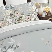 cheap Duvet Cover Sets-100% Cotton Vintage Floral Series Duvet Cover 3-Piece Set Short Fluff for Summer Soft Skin Friendly Comfy Lightweight