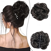 economico Chignon-fermaglio per capelli con artiglio, chignon per capelli sintetici, chignon riccio ondulato, extension per chignon, chignon spettinato, chignon per capelli con artiglio, coda di cavallo, scrunchie per capelli con clip per donna