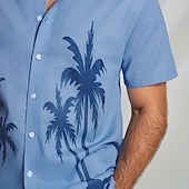 voordelige Heren Elite Overhemden-Voor heren Grafisch Tropische planten Overhemd Normaal shirt Hawaiiaans overhemd Korte mouw Hawaii Mode-casual Vakantie Dagelijks Hawaii Lente &amp; Herfst Revers Afdrukken blauw Groen Grijs