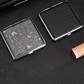 voordelige Rookgerei-leren sigarettenetui met elastische band, metalen frame, geschikt voor 20 sigaretten, beschermende houder voor handgerolde sigaretten