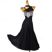 voordelige Ballroom danskleding-Ballroomdansen Kleding Strass Kwastje Pailletten Dames Prestatie Feest Mouwloos Chiffon Chinlon Netstof