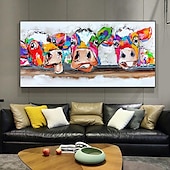 cheap Oil Paintings-Mintura Handmade Abstract Cow Aniaml Oil Paintings On Canvas Wall Art Decoration Modern Cartoon Picture For Home Decor Rolled Frameless Unstretched Painting