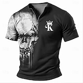 ieftine craniu și os-Bărbați Grafic Amuzant Față zâmbitoare Tricou Manșon scurt Tricou Tipărire 3D Cămașă Modă Designer Zilnic Negru Roșu-aprins Albastru piscină Primavara vara Îmbrăcăminte S M L XL XXL XXXL