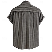 economico camicia da uomo con bottoni-Per uomo Camicia Camicia Estiva Camicia casual Camicia da Spiaggia Camicia con Bottoni Camicie a righe Nero Manica Corta A righe Collo ripiegato Vacanza Camicia hawaiana Abbigliamento Poliestere Moda