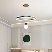 economico Luci a sospensione-lampada a sospensione a led 50 cm design circolare a 2 luci anello dimmerabile finiture verniciate in alluminio stile artistico nordico lampada a sospensione per soggiorno camera da letto 110-240 v