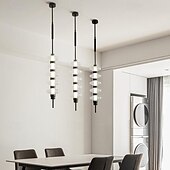 abordables Éclairages pour îlot-LED pendentif lumière 70 cm noir or cuisine pendentif éclairage sur île longue barre pendentif lumière milieu du siècle long linéaire lustre boule plafond pendentif lustre 110-240 v