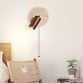 cheap Indoor Wall Lights-LED Wall Light Modern Pull Chain Stone E27 Wall Lamps Creative Wall Sconces Adjustable Nordic for Bedroom, Living Room, Bedside, Corridor Wall Sconces