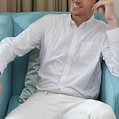 economico Camicie Button Down da uomo-Per uomo Camicia Camicia elegante Camicia con Bottoni A Pois Matrimonio Lavoro Nero Bianco Rosso Blu marino Manica Lunga Collo ripiegato Primavera &amp; Autunno Abbigliamento